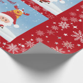 Grappig cadeau van Santa Rudolph Snowflakes Kinder Cadeaupapier (Hoek)