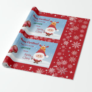 Grappig cadeau van Santa Rudolph Snowflakes Kinder Cadeaupapier