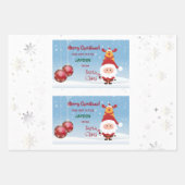 Grappig cadeau van Santa Rudolph Snowflakes Kinder Inpakpapier Vel (Voorkant 2)