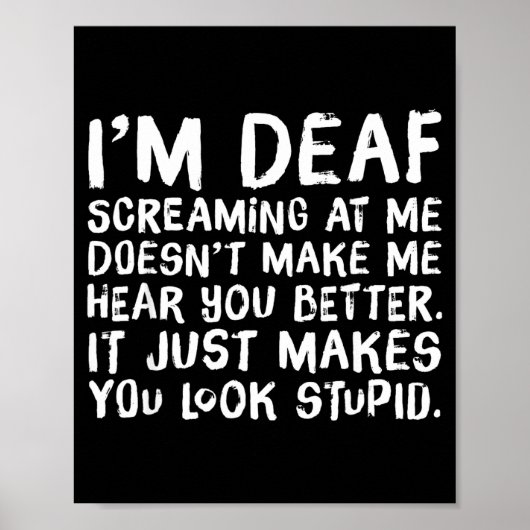 Grappig Cadeau Voor Doven Grappend Hoor Joke Poster (Voorkant)