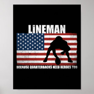 Grappig cadeau voor Football speler Lineman Footba Poster