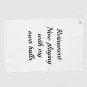 Grappig cadeau voor gepensioneerden: golfhanddoek (Horizontaal)