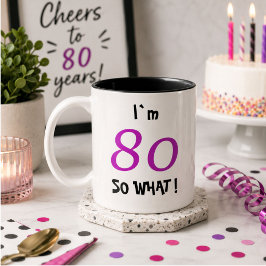 Grappig cadeau voor haar 80ste verjaardag tweekleurige koffiemok