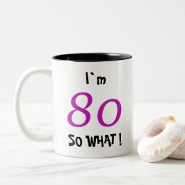 Grappig cadeau voor haar 80ste verjaardag tweekleurige koffiemok