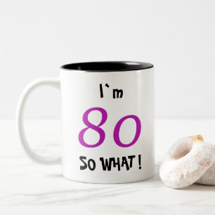 Grappig cadeau voor haar 80ste verjaardag tweekleurige koffiemok