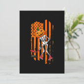 Grappig cadeau voor ijshockeyspeler skelet Hallowe Feestdagenkaart (Staand voorkant)