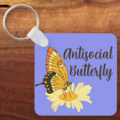 Grappig cadeau voor Introvert Antisociale Vlinder Sleutelhanger (Voorkant)