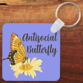 Grappig cadeau voor Introvert Antisociale Vlinder Sleutelhanger (Achterkant)