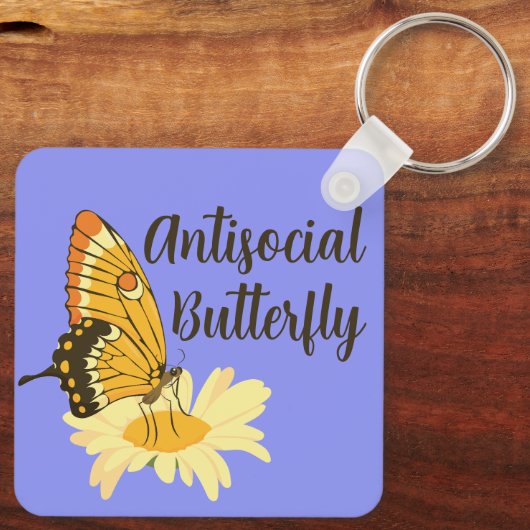 Grappig cadeau voor Introvert Antisociale Vlinder Sleutelhanger (Achterkant)