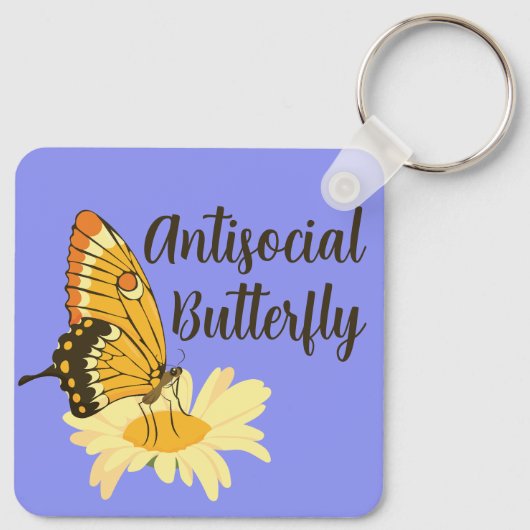 Grappig cadeau voor Introvert Antisociale Vlinder Sleutelhanger (Achterkant)