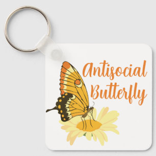 Grappig cadeau voor introverte antisociale vlinder sleutelhanger