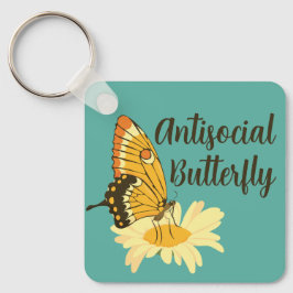 Grappig cadeau voor introverte antisociale vlinder sleutelhanger