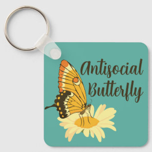 Grappig cadeau voor introverte antisociale vlinder sleutelhanger