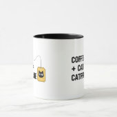 Grappig cadeau voor kattenliefhebber en cafeïnever mok (Midden)