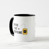Grappig cadeau voor kattenliefhebber en cafeïnever mok (Voorkant links)