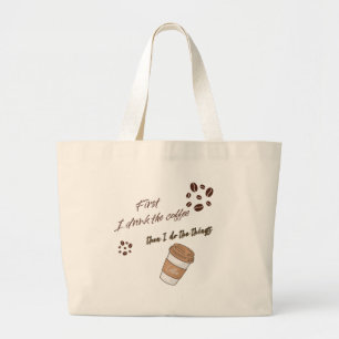 Grappig cadeau voor koffieliefhebbers grote tote bag
