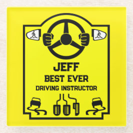 Grappig cadeau voor rijinstructeur glazen onderzetter