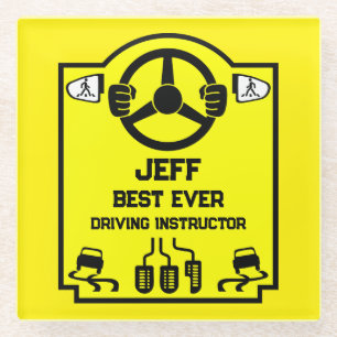 Grappig cadeau voor rijinstructeur glazen onderzetter