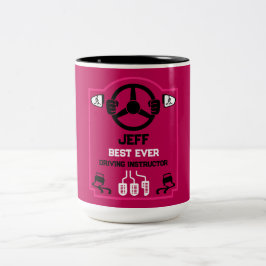 Grappig cadeau voor rijinstructeur tweekleurige koffiemok