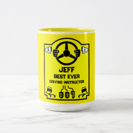 Grappig cadeau voor rijinstructeur tweekleurige koffiemok
