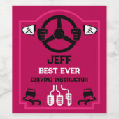 Grappig cadeau voor rijinstructeur wijn etiket (Enkel label)