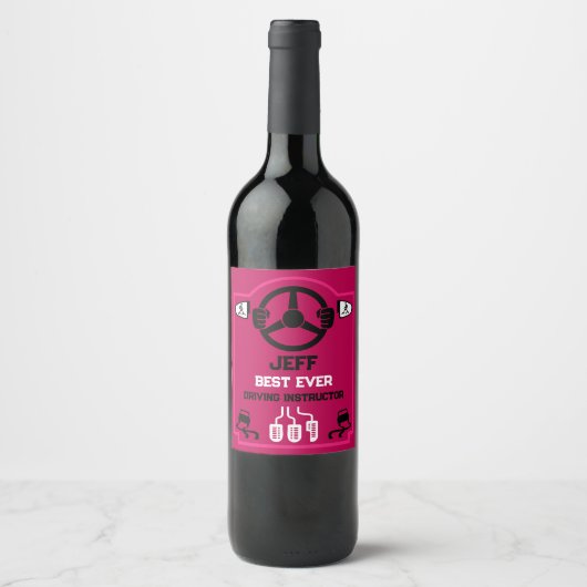 Grappig cadeau voor rijinstructeur wijn etiket (Voorkant)