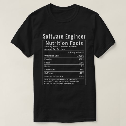 Grappig cadeau voor software-engineer voedingsfeit t-shirt (Design voorkant)