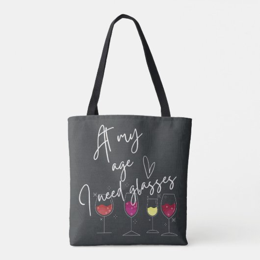 Grappig cadeau voor wijnliefhebber Modern Script T Tote Bag (Achterkant)