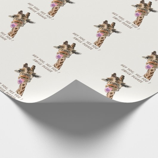 Grappig cadeaupapier Speelse Giraffe - Smile (Hoek)