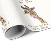 Grappig cadeaupapier Speelse Giraffe - Smile (Rol Hoek)