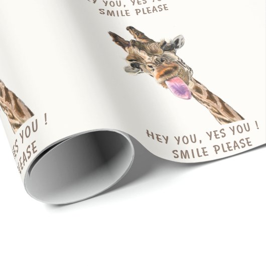 Grappig cadeaupapier Speelse Giraffe - Smile (Rol Hoek)