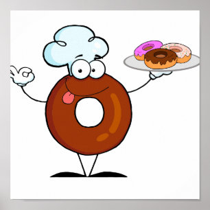 grappig cadeut donut chef cartoon poster