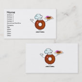 grappig cadeut donut chef cartoon visitekaartje (Voorkant / Achterkant)