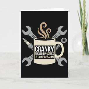 Grappig café Mechanicien Chagrijnige Motor Krukas Kaart