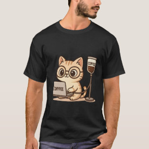 Grappig Caffeïne Liefhebber en Mooie Kat T-Shirt