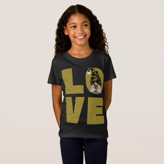 Grappig camo gnome opa camouflage veteraan vader t-shirt (Voorkant volledig)