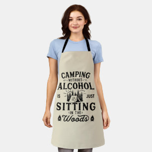 Grappig Camping en Drinkend Team zeggen Schort