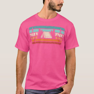 Grappig Camping Heartbeat Retro Camper Wandelkamp T-shirt