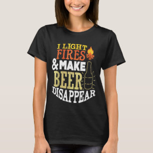 Grappig Camping kampvuur Drink biertje voor mannen T-shirt