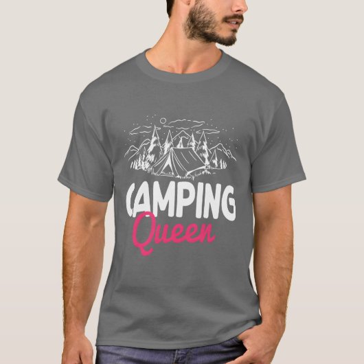Grappig Camping Koningin Bijpassend Ontwerp retro T-shirt (Voorkant)