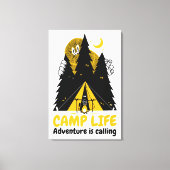 Grappig Camping Monster – Kampeer Levens Avontuur Canvas Afdruk (Voorkant)