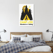 Grappig Camping Monster – Kampeer Levens Avontuur Canvas Afdruk (Insitu (Slaapkamer))