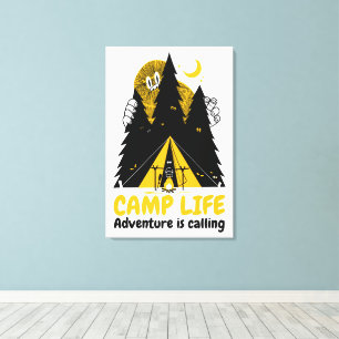 Grappig Camping Monster – Kampeer Levens Avontuur Canvas Afdruk
