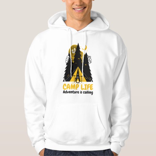 Grappig Camping Monster – Kampeer Levens Avontuur Hoodie (Voorkant)