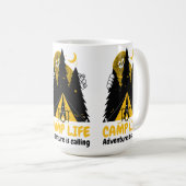 Grappig Camping Monster – Kampeer Levens Avontuur Koffiemok (Voorkant rechts)
