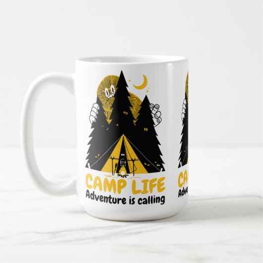 Grappig Camping Monster – Kampeer Levens Avontuur Koffiemok (Links)