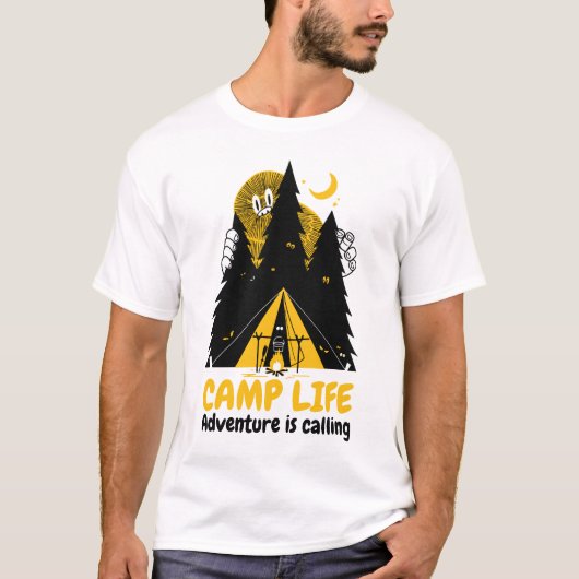 Grappig Camping Monster – Kampeer Levens Avontuur T-shirt (Voorkant)