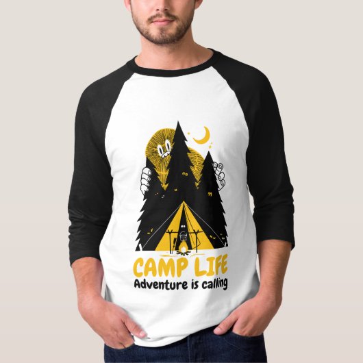 Grappig Camping Monster – Kampeer Levens Avontuur T-shirt (Voorkant)