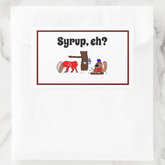 Grappig Canada Moose en Beaver met Maple Syrup Rechthoekige Sticker (Tas)