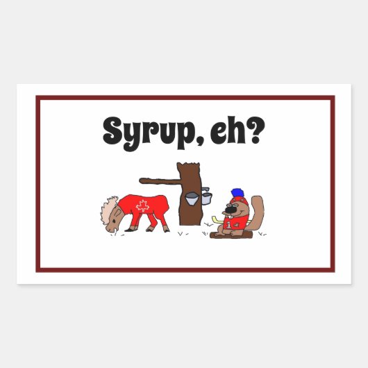 Grappig Canada Moose en Beaver met Maple Syrup Rechthoekige Sticker (Voorkant)